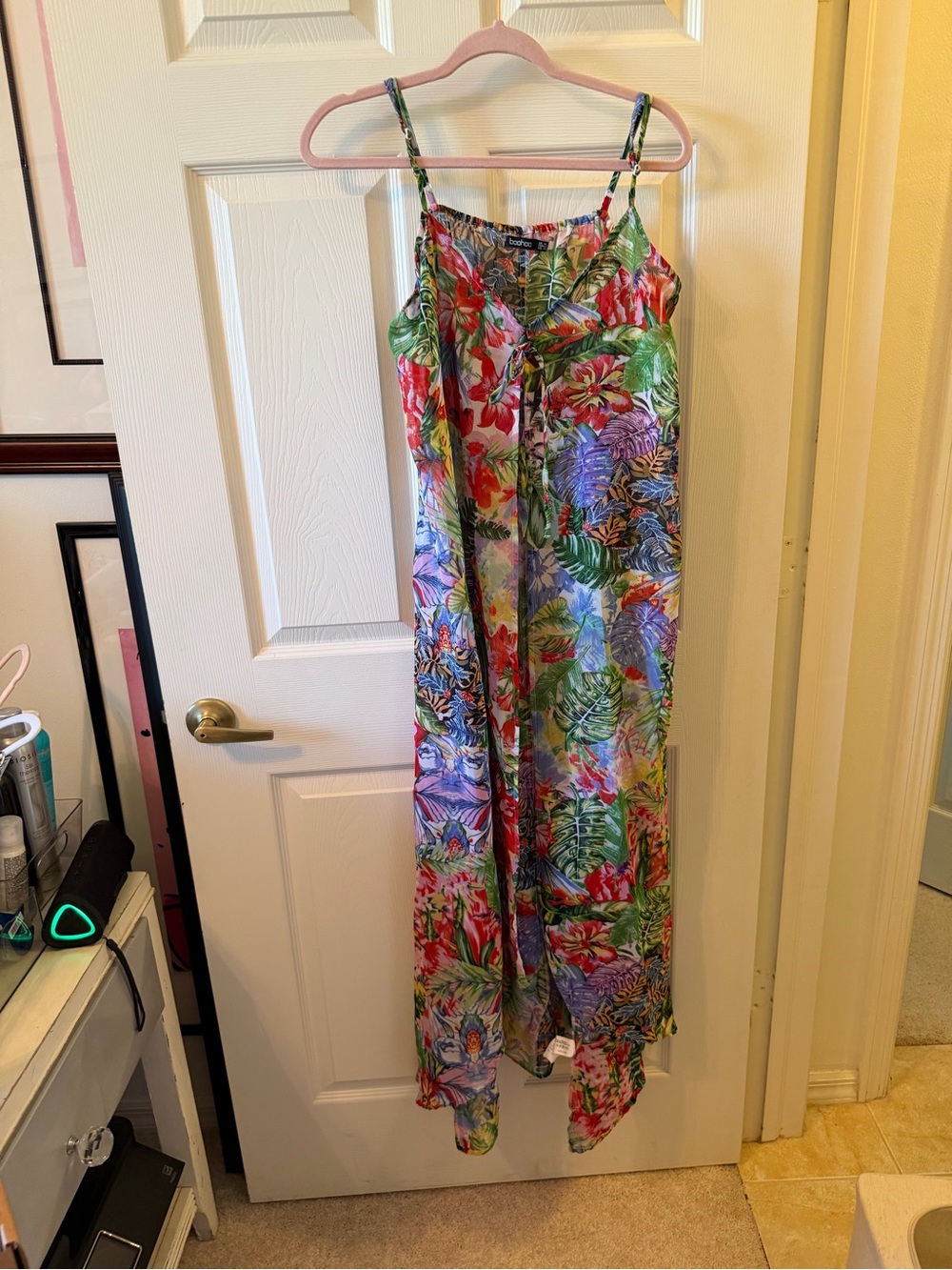 Boohoo Multicolor Tropical Floral Wide-Leg Jumpsuit